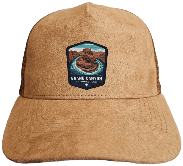 Mesh National Park Cap - Men and Women Baseball Hat 5-Panel Trucker Hat – Suede with Snapback - Grand Canyon National Park